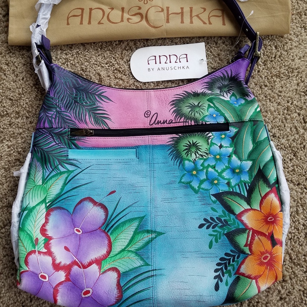 Anna by ANUSCHKA Hand Painted Shoulder Hobo